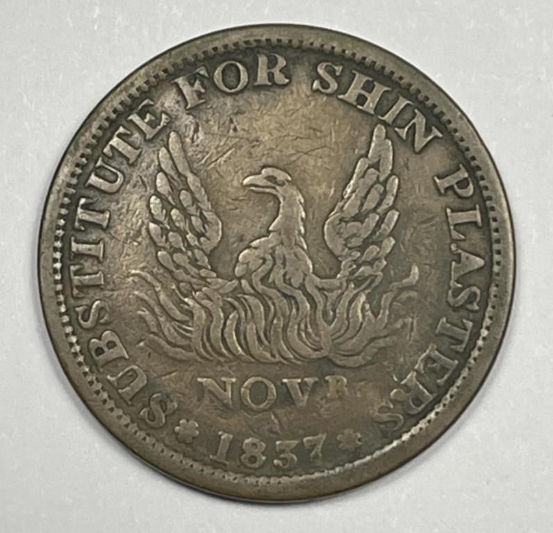 1837 Hard Times Token Substitute For Shin Plasters