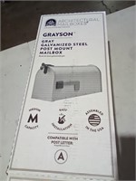 Grayson Gray Galvanized Steel Post Mount Mailbox