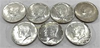 (7) 1964 90% Silver Kennedy Half Dollars