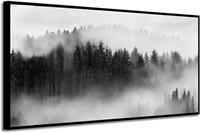 Foggy Forest Framed Wall Art: Landscape Canvas