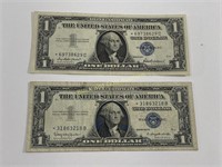 (2) 1957 Silver Certificate One Dollar Bills