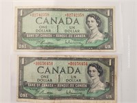 1954 *BM2742358 & *BM0156454 Canada Dollar Bills