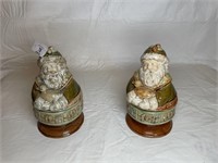 Two ceramic Santa jars