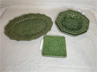 Green glazed pottery