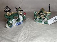 Pair of porcelain dragon figurines