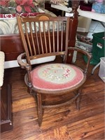 Antique parlor chair w/ needlepoint seat