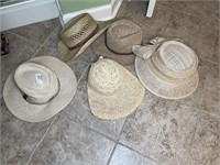 Collection of straw hats