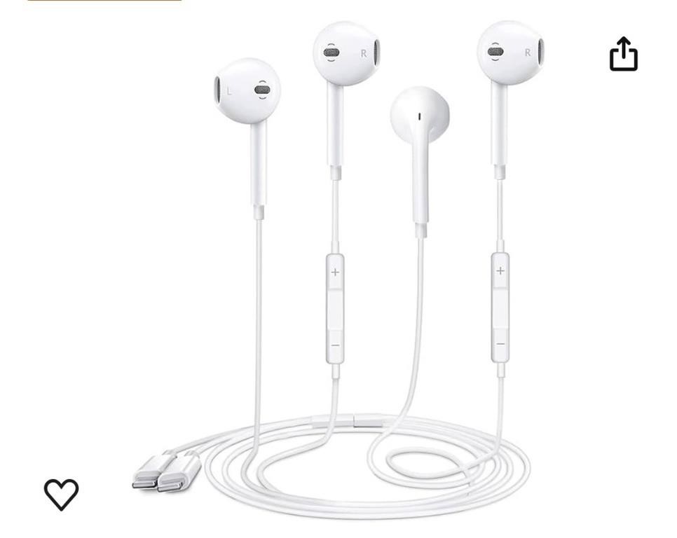 2 Pack-Apple Wired Earbuds for iPhone