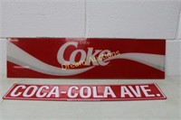2 Coca- Cola Signs,Metal/Plexi Glass 29x7.5 & 24x5
