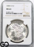 1884-O Morgan Silver Dollar, NGC MS63 Guide: 100