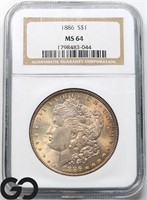 1886 Morgan Silver Dollar, NGC MS64 Guide: 125