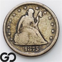 1875-S Twenty Cent Piece, VG Bid: 115