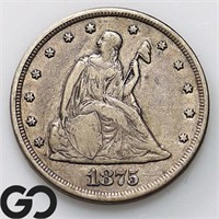 1875-CC Twenty Cent Piece, XF Bid: 700