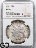 1896 Morgan Silver Dollar, NGC MS63 Guide: 110