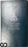 1990 Eisenhower Centennial Silver Dollar, Box/CoA