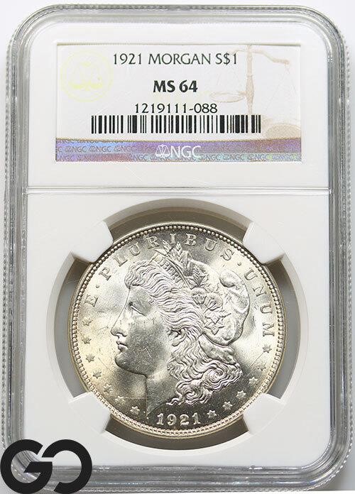 1921 Morgan Silver Dollar, NGC MS64 Guide: 115