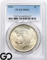 1922 Peace Dollar, PCGS MS63 Guide: 80