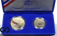 1986-S Liberty Proof Coins, 50c & $1, Box/CoA