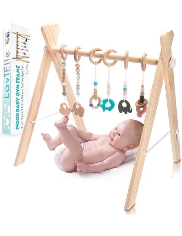 LAVIELLE Wooden Baby Gym Set