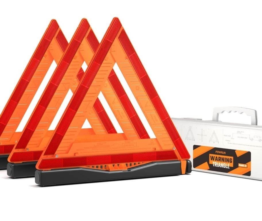 Powrun S1 3-Pack Safety Triangles DOT Approved