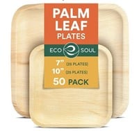 ECO SOUL  7 & 10 Inch Palm Leaf Square Plates 50