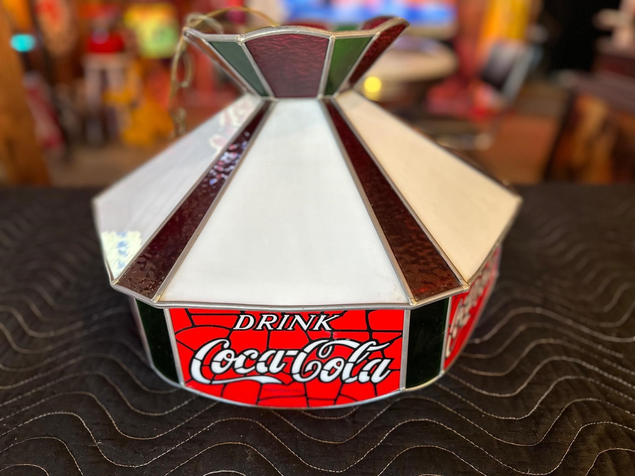 20” Stained Glass Coca-Cola Hanging Light Fixture