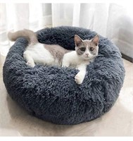 Soft Plush Round Pet Bed for Cats or Small Dogs