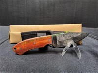 Elk Ridge Wood Handle Knife w/ Sheath