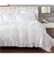 Full sized white ruffle comforter blanket