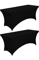 6FT Black Fitted Tablecloths for Rectangle Tables