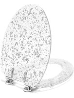 Toilet Seat Silver Foil Deluxe Resin Approx 15"