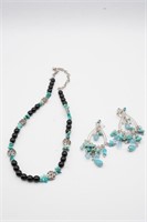 Chico's Faux Turquoise Necklace and Earrings