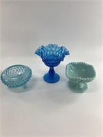 Set of blue glass decorations