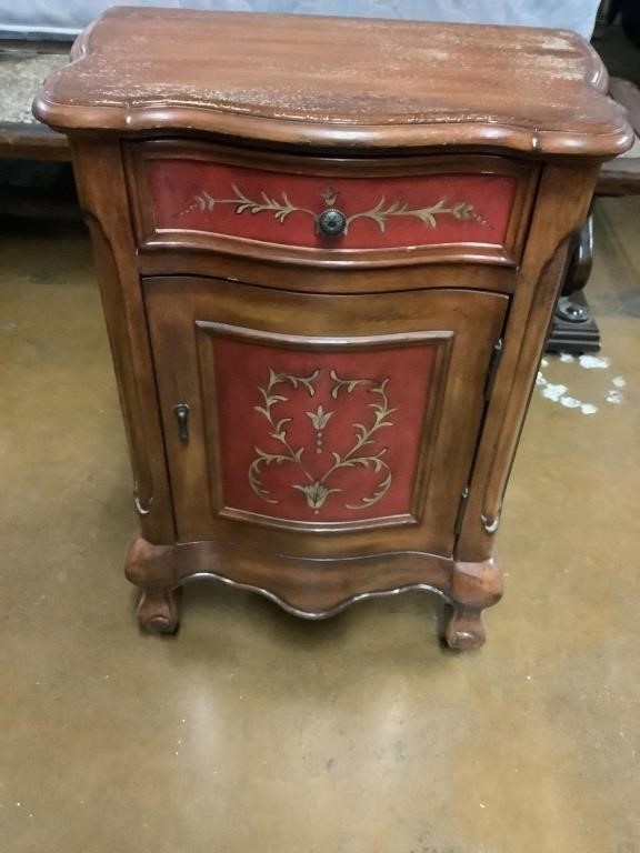 Nightstand W/Red Panels, 28in Tall X 20in Wide