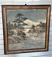 Textile Mountain Art in Frame 25.25” x 26.25”