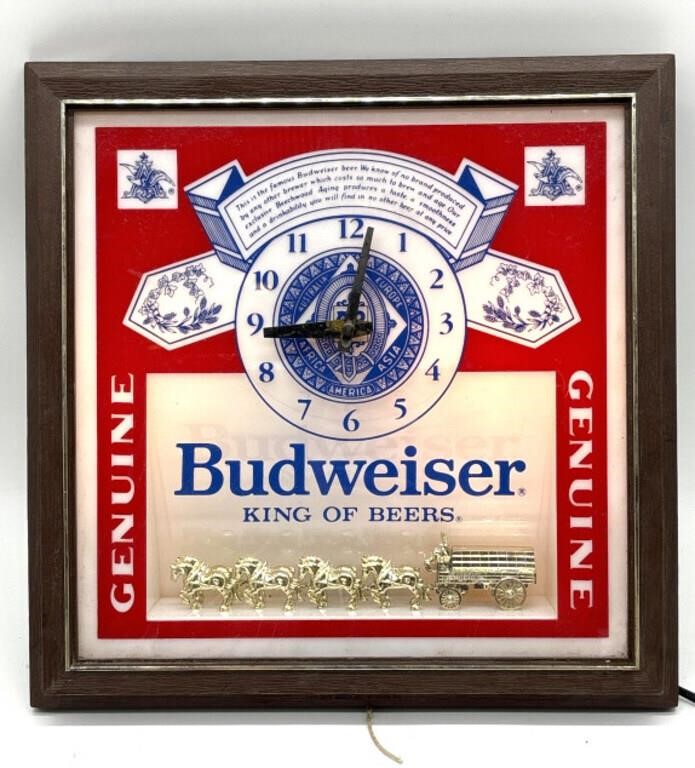 Budweiser Lighted Wall Clock 13.35” x