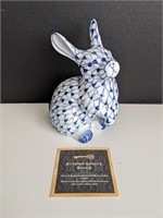 Vintage Blue/White Fishnet Porcelain Rabbit
