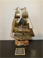 Onyx/Brass/Bronze/Steel Sailboat Sculpture