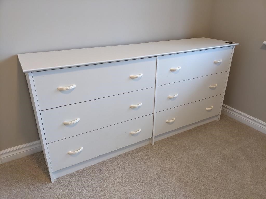 White 6 Drawer Long Dresser