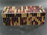 Glass mosaic trinket or jewelry box, 12" x 4" x 5"