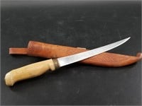 J. Martini filet knife with leather sheath