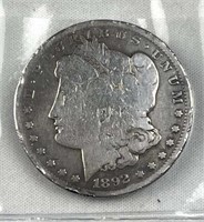 1892-CC Morgan Silver Dollar, US $1 Coin, Filler
