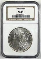 1883-O Morgan Silver Dollar, NGC MS64