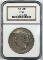 1928-S Peace Silver Dollar, NGC XF40
