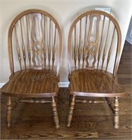 Pair of Solid Wood Oak Chairs 40-1/2” T x 20” W x
