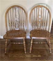 Pair of Solid Wood Oak Chairs 40-1/2” T x 20” W
