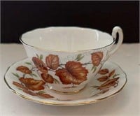 Adderley Brown Autumn Leaves Teacup and Saucer