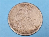 1841 Seated Liberty Silver Half Dollar Coin