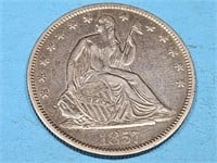 1857 Seated Liberty Silver Half Dollar Coin