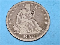 1870 Seated Liberty Silver Half Dollar Coin